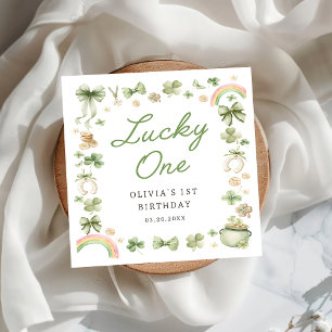 Lucky One Shamrock 1st Birthday Napkins