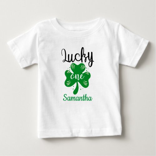 Lucky One Shamrock Clover 1st Birthday St Patricks Baby T_Shirt