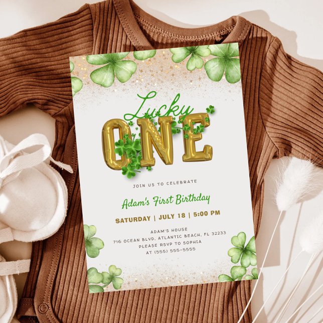 Lucky One Shamrock St. Patrick's Day 1st Birthday Invitation (Creator Uploaded)