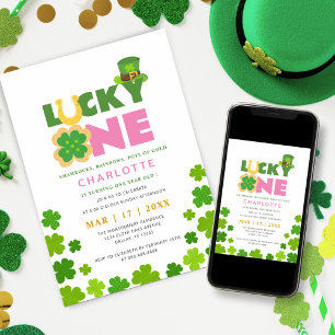 Lucky One Shamrocks 1st Birthday St. Patrick's Day Invitation