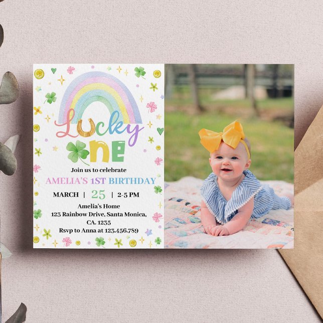 Lucky One St Patrick Day Birthday Photo Invitation (Creator Uploaded)