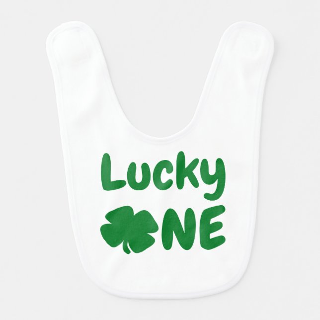 Lucky One St Patrick's Day 1st Birthday Baby Bib (Front)