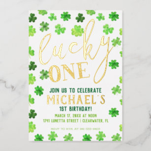 Lucky One   St. Patrick's Day 1st Birthday Invitat Foil Invitation
