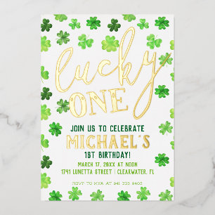 Lucky One   St. Patrick's Day 1st Birthday Invitat Foil Invitation