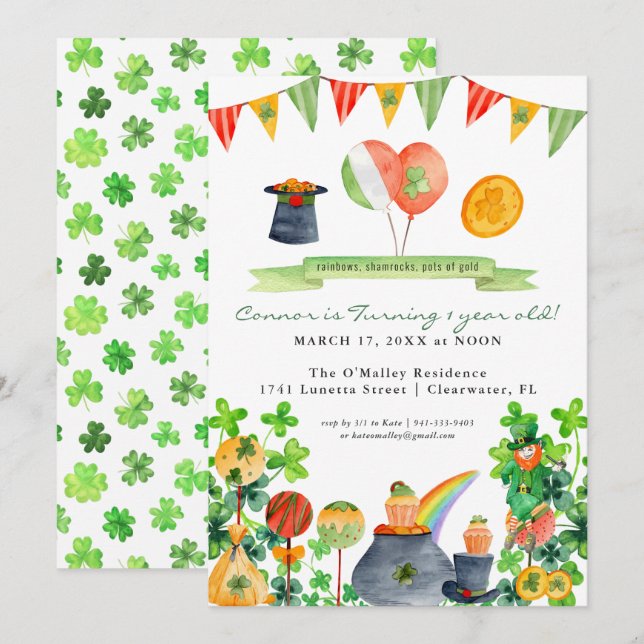 Lucky One | St. Patrick's Day 1st Birthday Invitation (Front/Back)