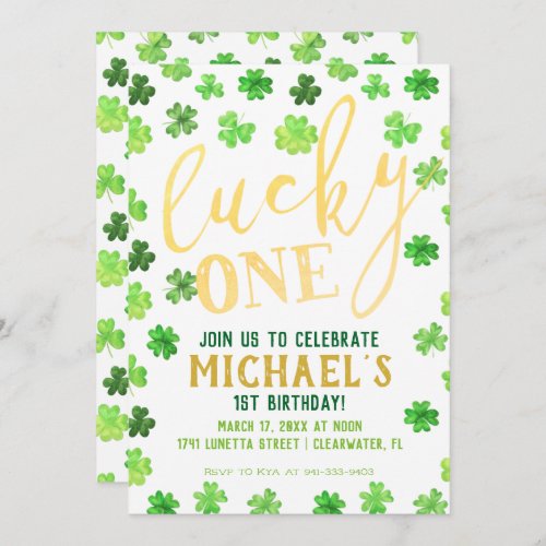 Lucky One  St Patricks Day 1st Birthday Invitation