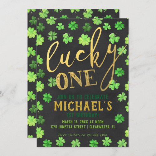 Lucky One  St Patricks Day 1st Birthday Invitation