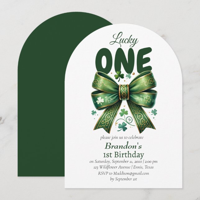 Lucky One St Patricks Day 1st Birthday Invitation (Front/Back)