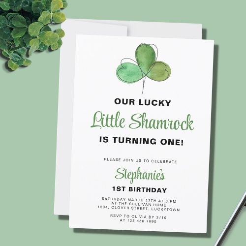 Lucky One St Patricks Day 1st Birthday  Invitation