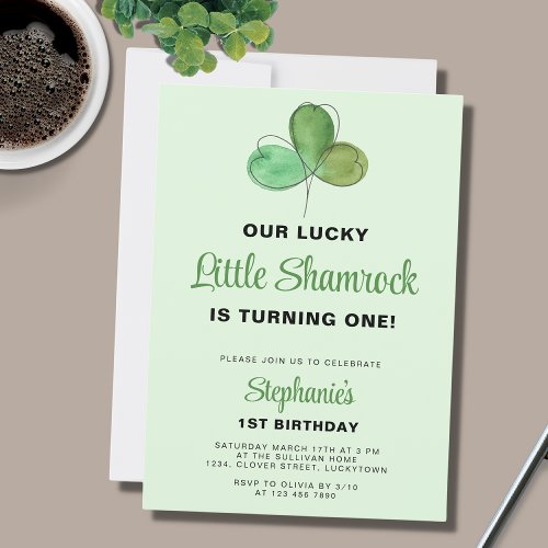 Lucky One St Patricks Day 1st Birthday  Invitation