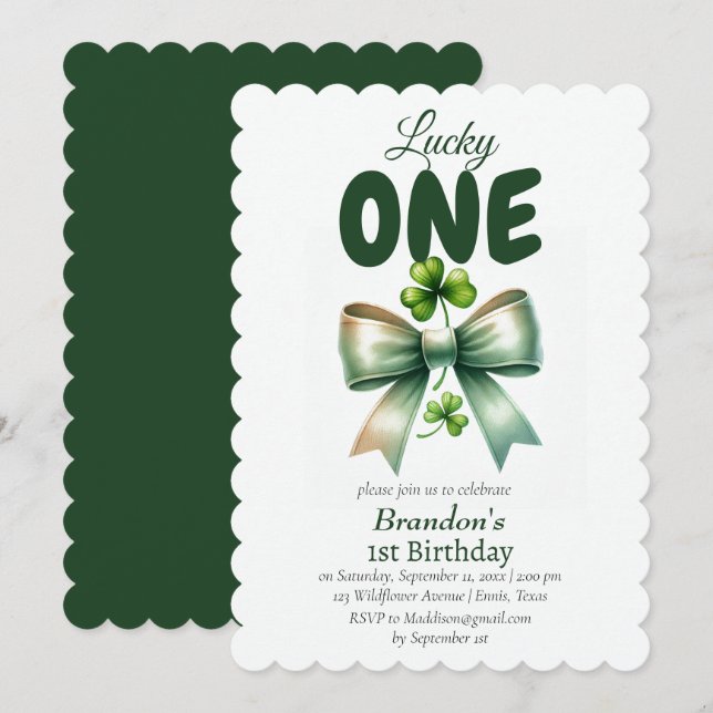 Lucky One St Patricks Day 1st Birthday Invitation (Front/Back)