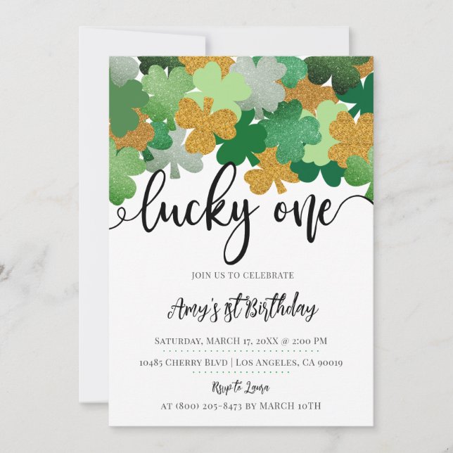 Lucky One St. Patrick's Day 1st Birthday Invitation (Front)