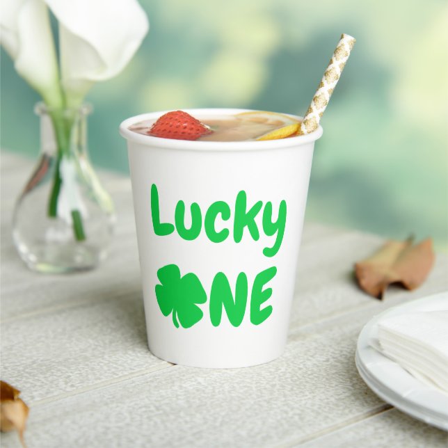Lucky One St Patrick's Day 1st Birthday Paper Cups (Insitu)