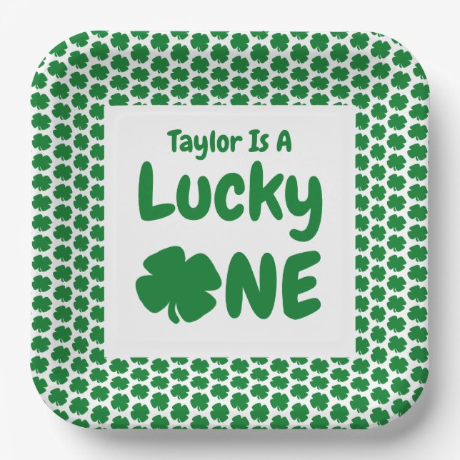 Lucky One St Patrick's Day 1st Birthday Paper Plates (Front)