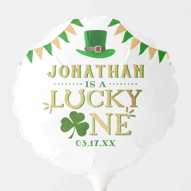 Lucky One St. Patrick's Day 1st Birthday Party Balloon (Front)