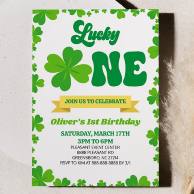 Lucky ONE St. Patrick's Day 1st Birthday Party Invitation (Creator Uploaded)