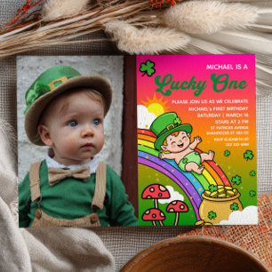 Lucky One St.Patrick's Day 1st Birthday Photo Invitation