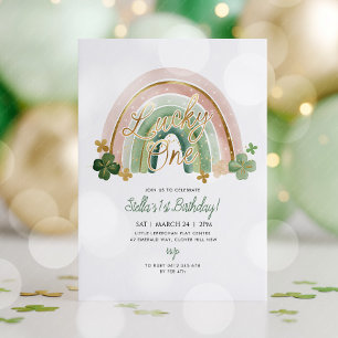 Lucky One! St Patrick's Day 1st Birthday Rainbow Invitation