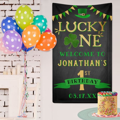Lucky One St Patricks Day 1st Birthday Welcome Banner