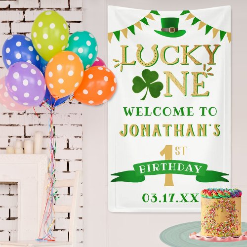 Lucky One St Patricks Day 1st Birthday Welcome  Banner