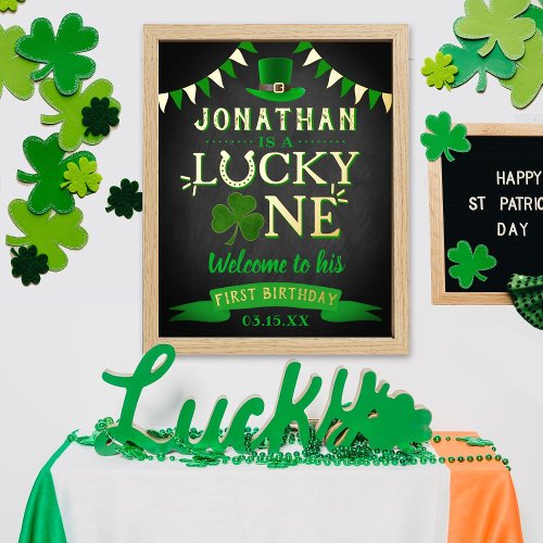 Lucky One St Patricks Day 1st Birthday Welcome Foil Prints