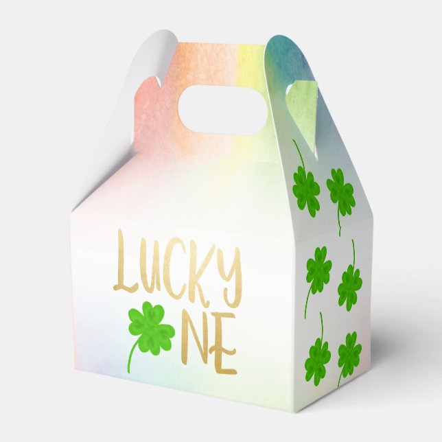 Lucky One St. Patrick's Day Birthday Favor Boxes (Front Side)