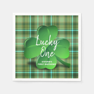 Lucky One St Patrick's Day Birthday Party Monogram Napkins