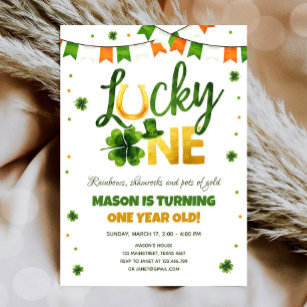 Lucky One St. Patrick's Day Boy First Birthday Invitation