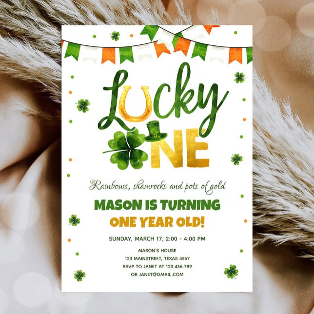 Lucky One St. Patrick's Day Boy First Birthday Invitation (Creator Uploaded)