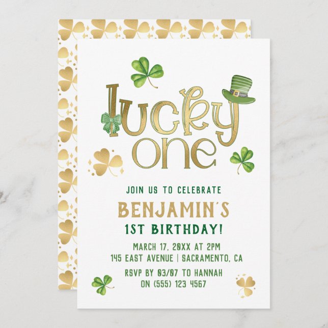 Lucky One | St Patrick's Day First Birthday Invitation (Front/Back)