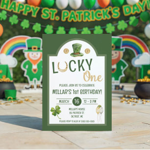 Lucky One, St. Patrick's Day First Birthday Party Invitation