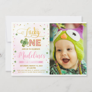 Lucky One St. Patrick's Day Girl 1st Birthday Invitation