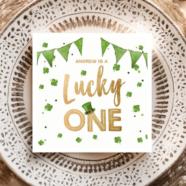 Lucky One St Patrick's Day Paper Plate Clover Boy Napkins (Creator Uploaded)