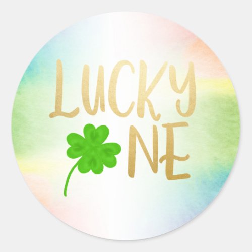 Lucky one St Patricks Day shamrock Classic Round Sticker