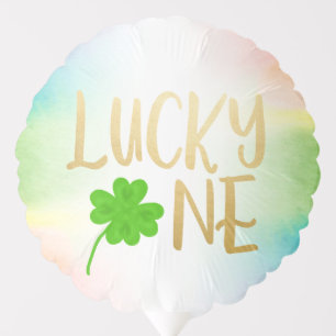 Lucky one St. Patricks Day shamrock Round Balloon