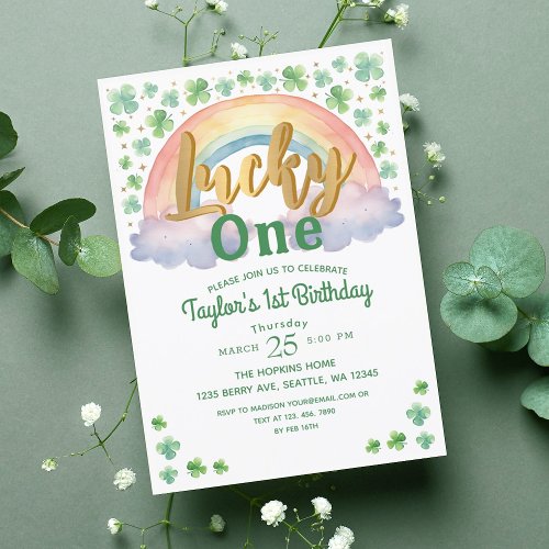 Lucky One St Patricks Kids 1st Birthday Invitation