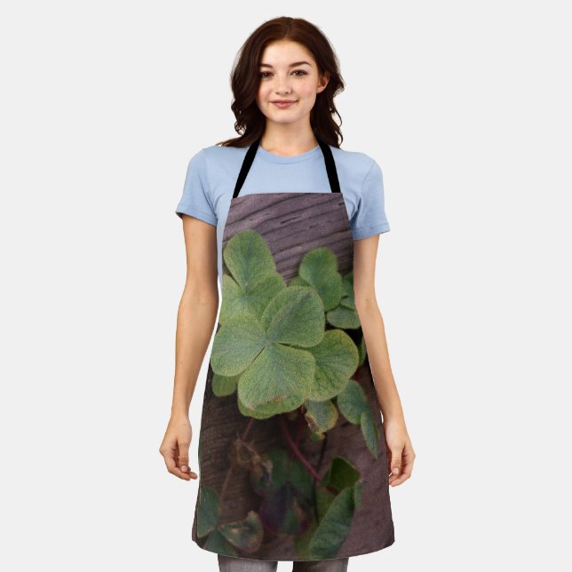 Lucky or Determined? Saint Patricks Day Shamrocks Apron (Worn)