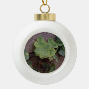 Lucky or Determined? Saint Patricks Day Shamrocks Ceramic Ball Christmas Ornament