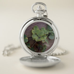 Lucky or Determined? Saint Patricks Day Shamrocks Pocket Watch