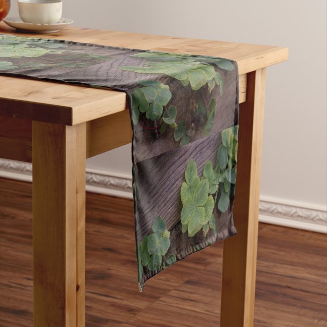 Lucky or Determined? Saint Patricks Day Shamrocks Short Table Runner (In Situ)