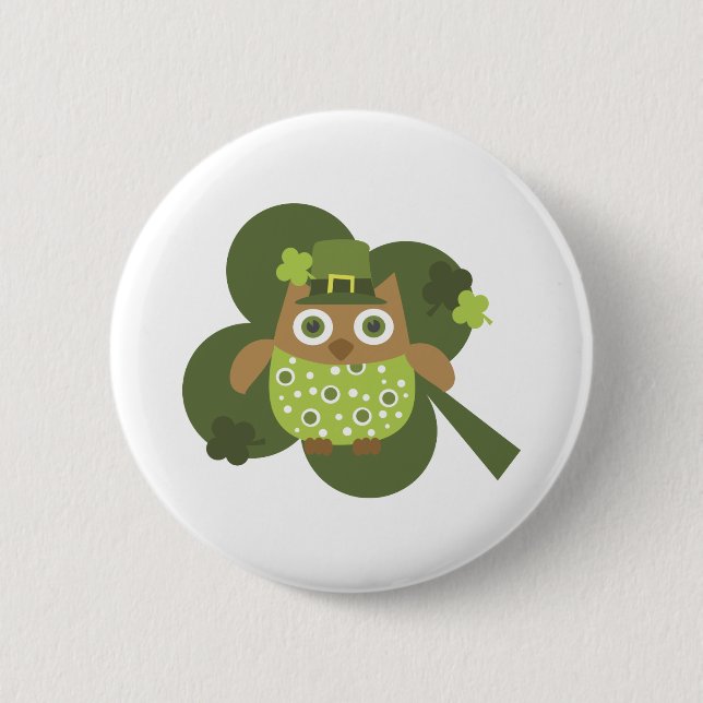 Lucky Owl Pinback Button (Front)