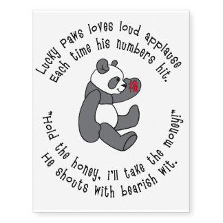 Lucky Paws Panda temporary tattoos