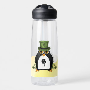 Lucky Penguin Shamrock Four Leaf Clover Water Bottle