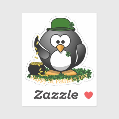 Lucky Penguin St Patricks Day Sticker