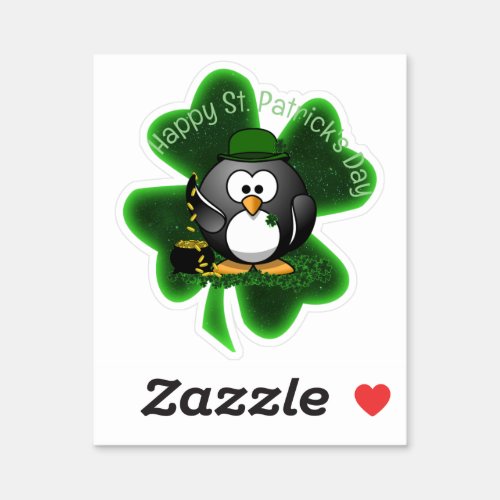 Lucky Penguin St Patricks Day Sticker