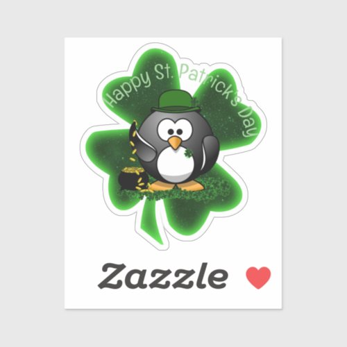 Lucky Penguin St Patricks Day Sticker