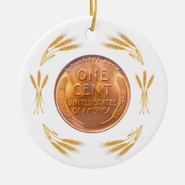 Lucky Penny Ceramic Ornament (Front)