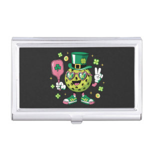 Lucky Pickleball Hat Irish Shamrock Business Card Case