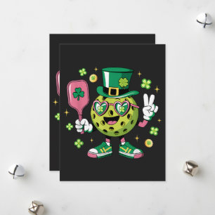 Lucky Pickleball Hat Irish Shamrock Holiday Card