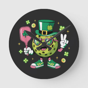 Lucky Pickleball Hat Irish Shamrock Round Clock